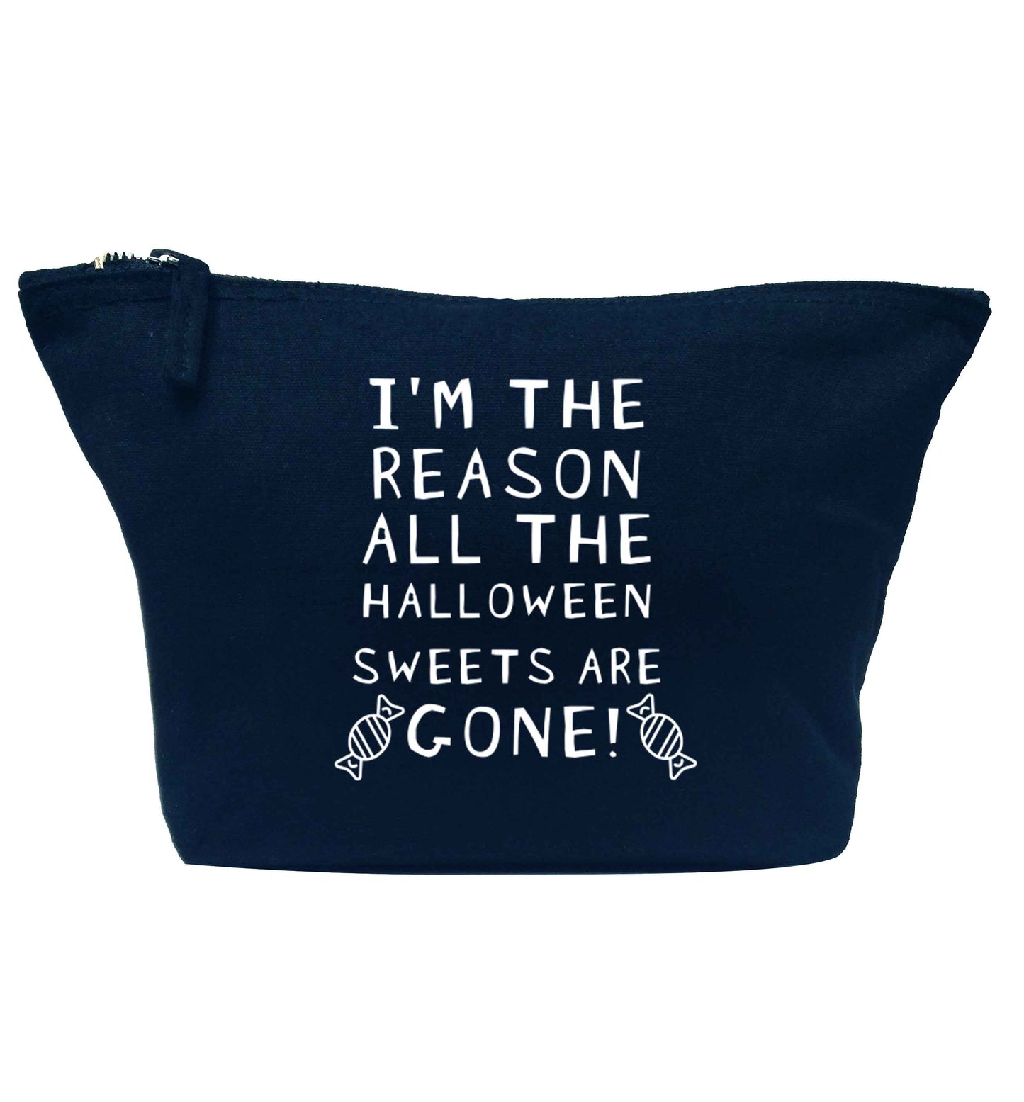 I'm the reason all of the halloween sweets are gone navy makeup bag