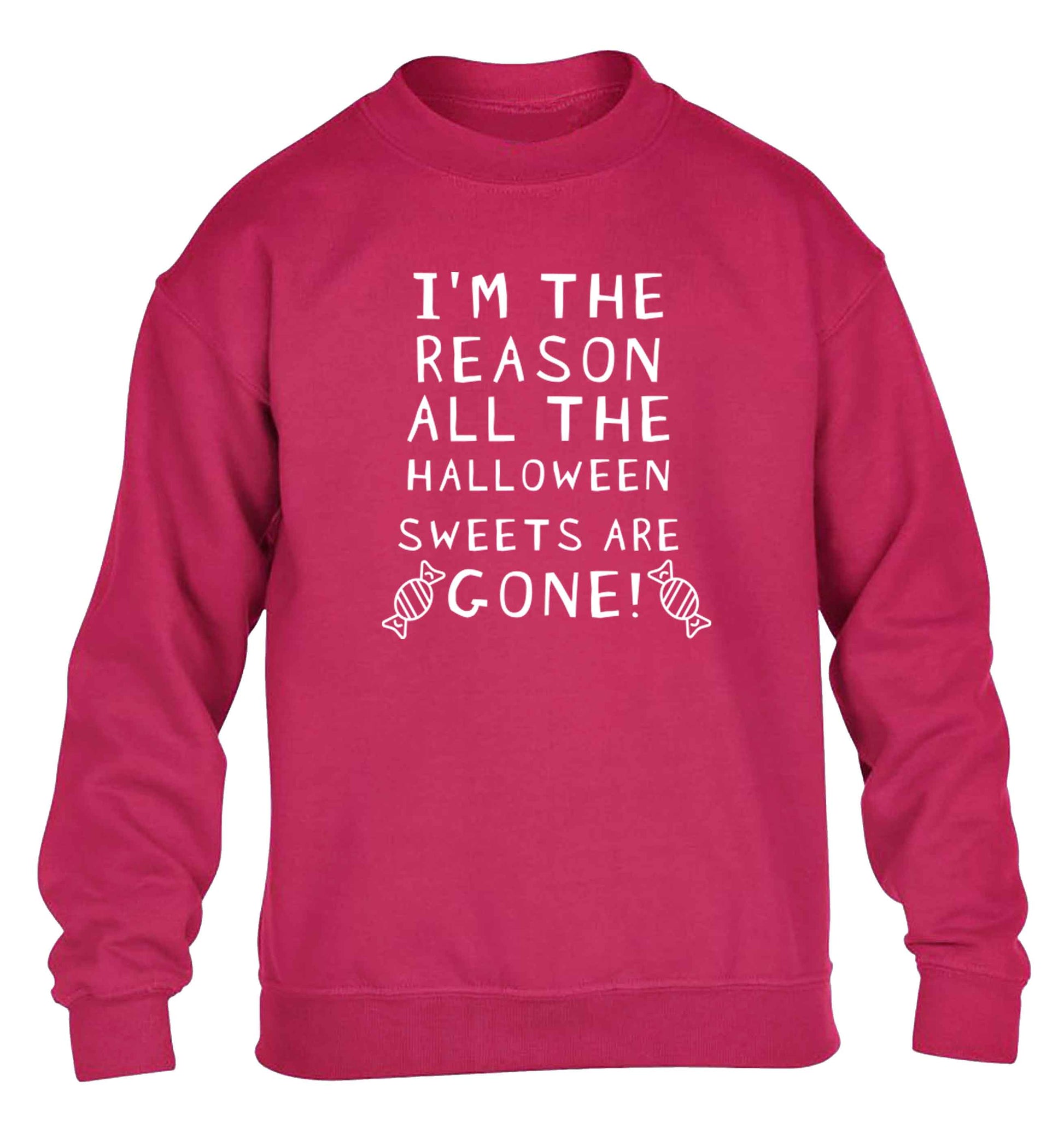 I'm the reason all of the halloween sweets are gone children's pink sweater 12-13 Years