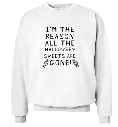 I'm the reason all of the halloween sweets are gone adult's unisex white sweater 2XL