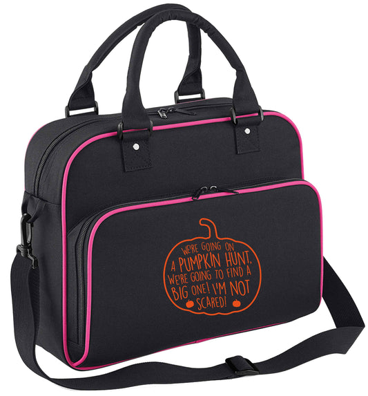 We're going on a pumpkin hunt children's dance bag black with pink detail