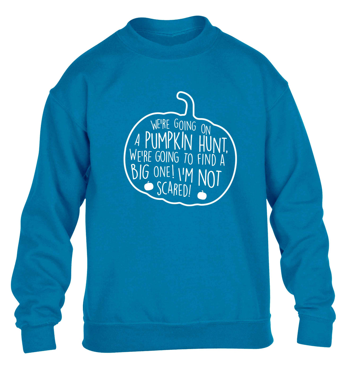 We're going on a pumpkin hunt children's blue sweater 12-13 Years
