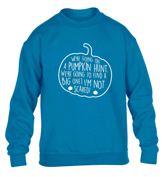 We're going on a pumpkin hunt children's blue sweater 12-13 Years