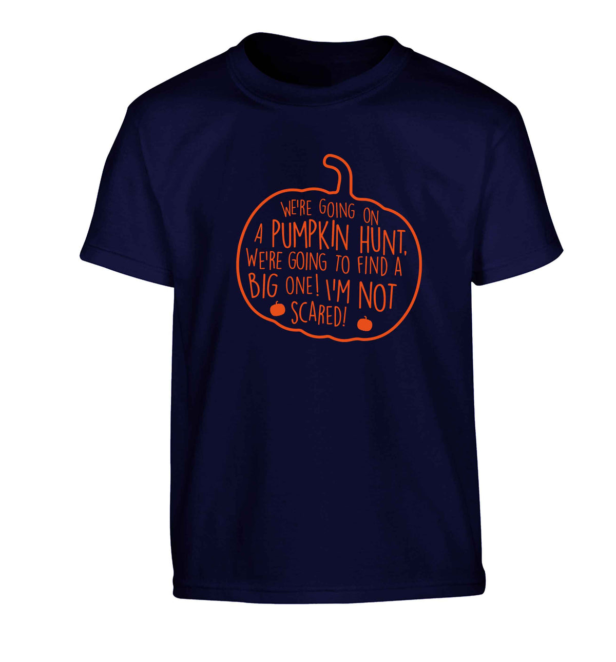 We're going on a pumpkin hunt Children's navy Tshirt 12-13 Years