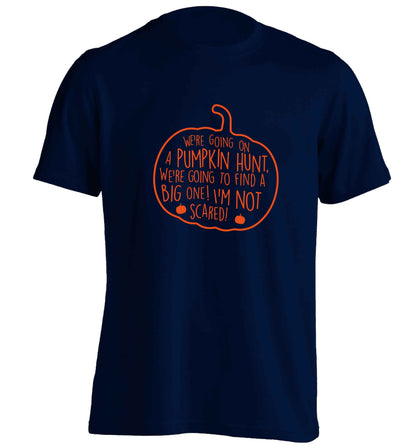 We're going on a pumpkin hunt adults unisex navy Tshirt 2XL