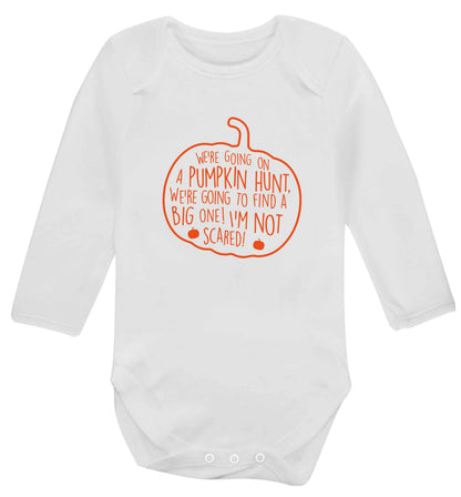 We're going on a pumpkin hunt baby vest long sleeved white 6-12 months