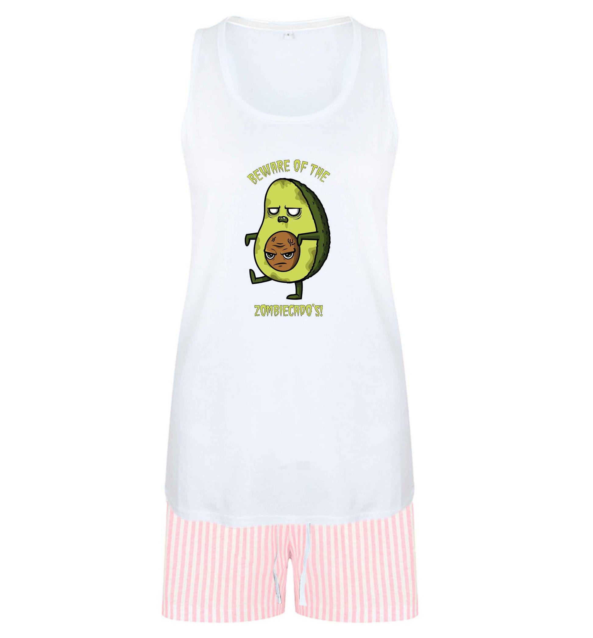 Beware of the zombicado's size XL women's pyjama shorts set in pink 