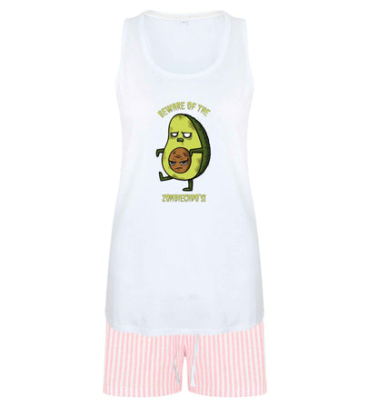 Beware of the zombicado's size XL women's pyjama shorts set in pink 