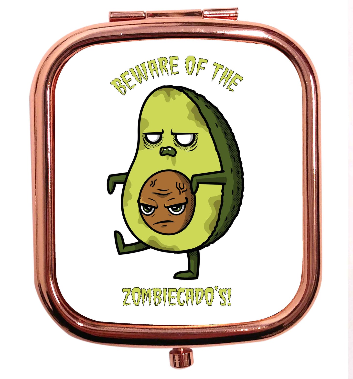 Beware of the zombicado's rose gold square pocket mirror