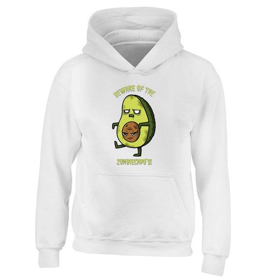 Beware of the zombicado's children's white hoodie 12-13 Years