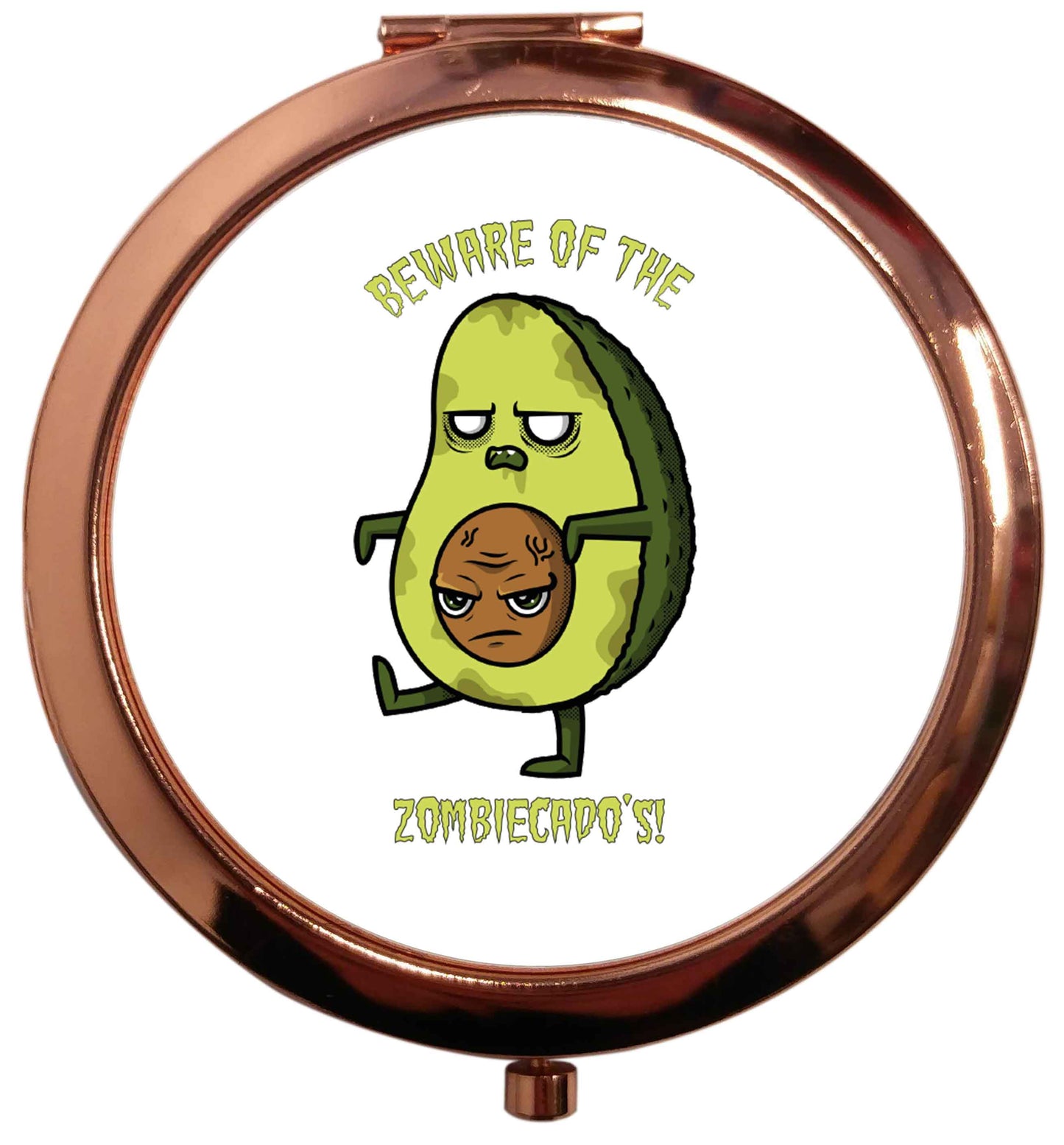 Beware of the zombicado's rose gold circle pocket mirror