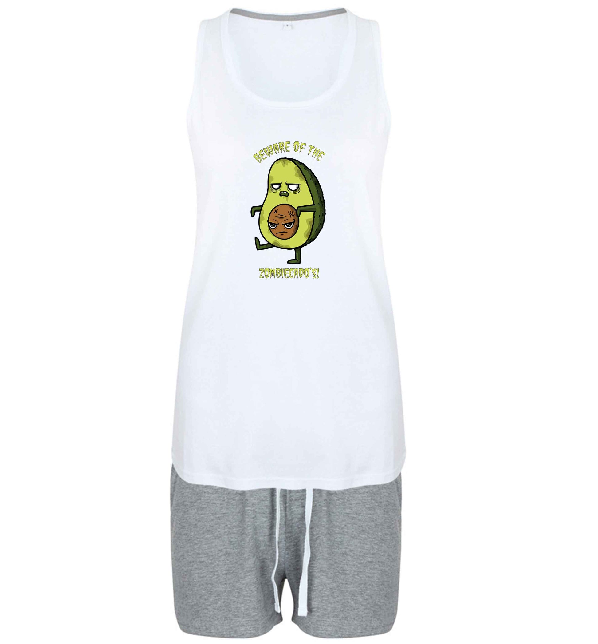 Beware of the zombicado's size XL women's pyjama shorts set in pink 