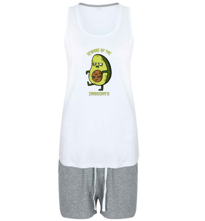 Beware of the zombicado's size XL women's pyjama shorts set in pink 