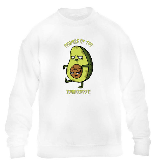 Beware of the zombicado's children's white sweater 12-13 Years