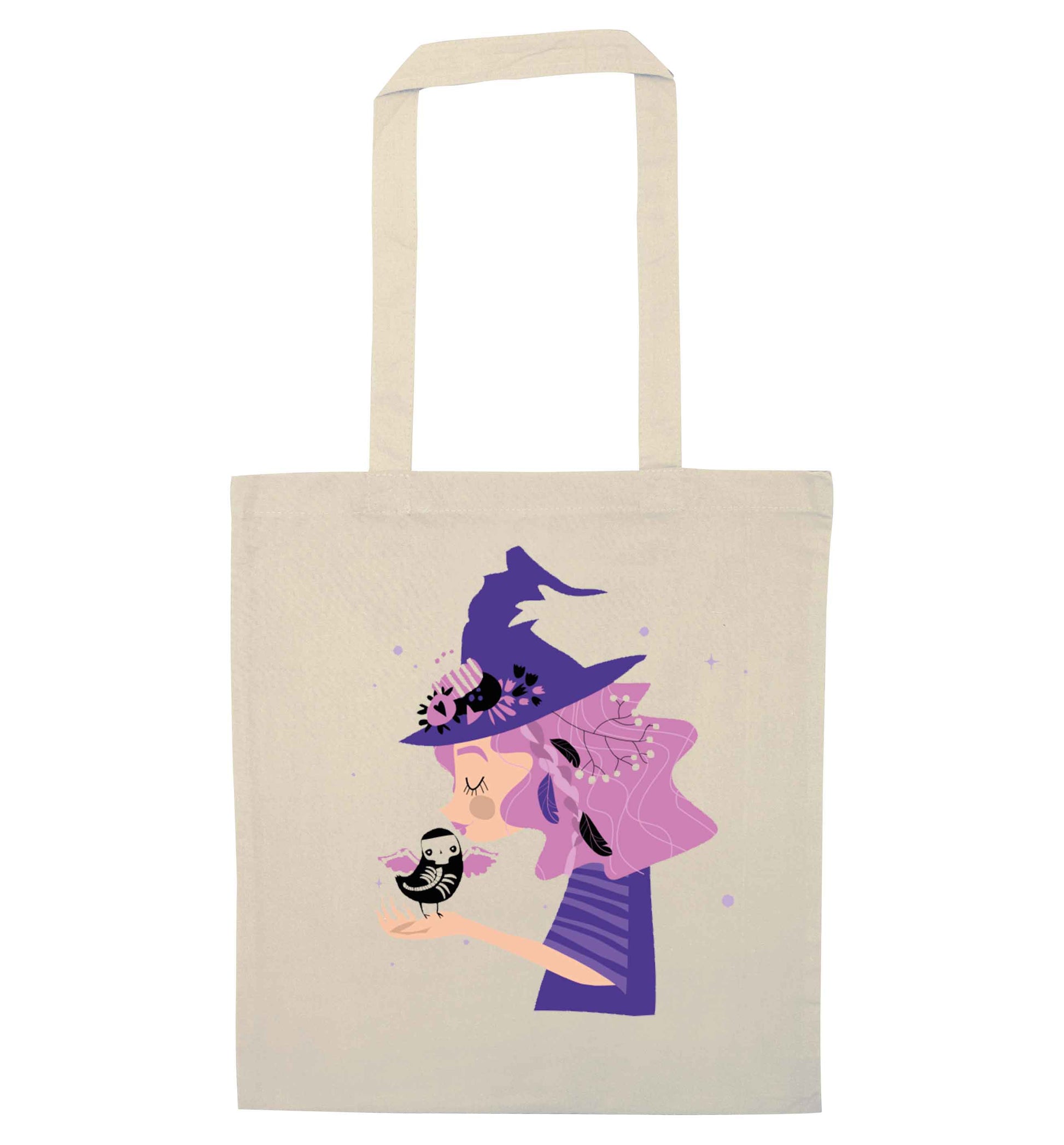 Witch illustration natural tote bag