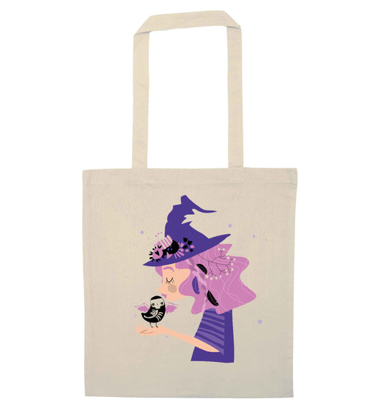 Witch illustration natural tote bag