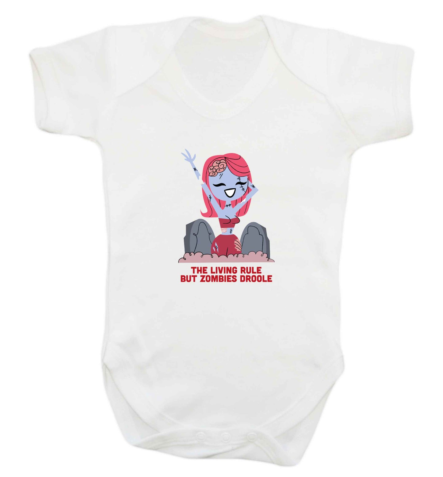 Living rule but zombies droole baby vest white 18-24 months