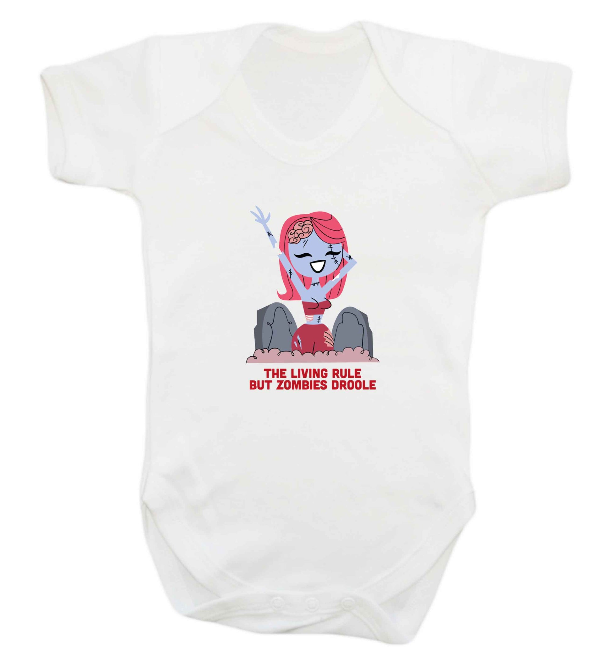 Living rule but zombies droole baby vest white 18-24 months
