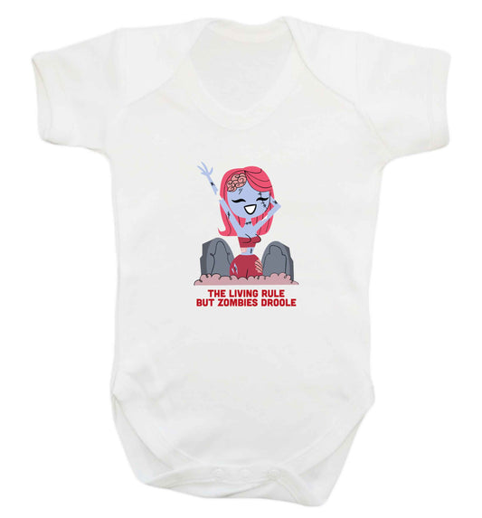 Living rule but zombies droole baby vest white 18-24 months