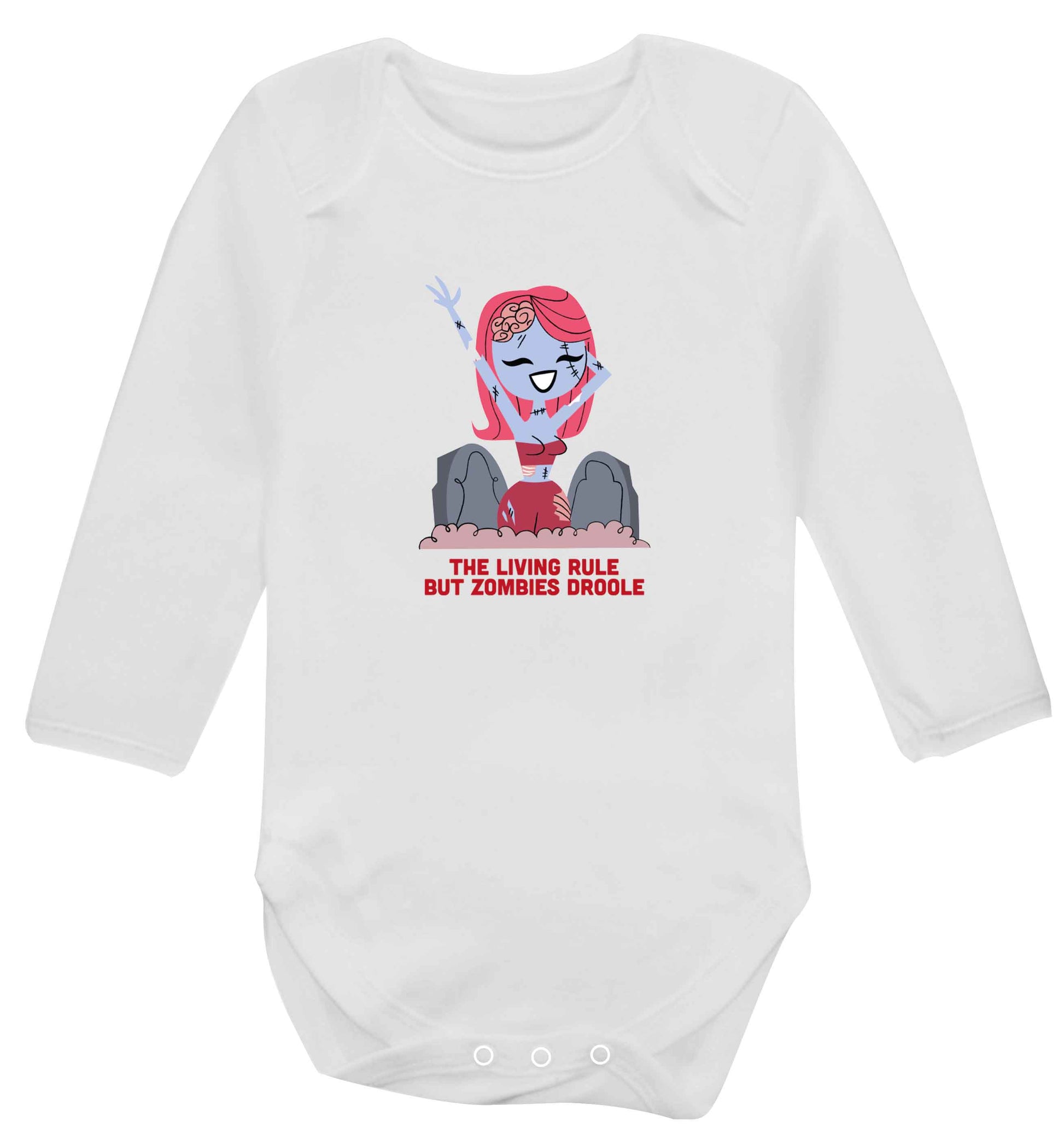 Living rule but zombies droole baby vest long sleeved white 6-12 months