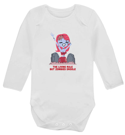 Living rule but zombies droole baby vest long sleeved white 6-12 months