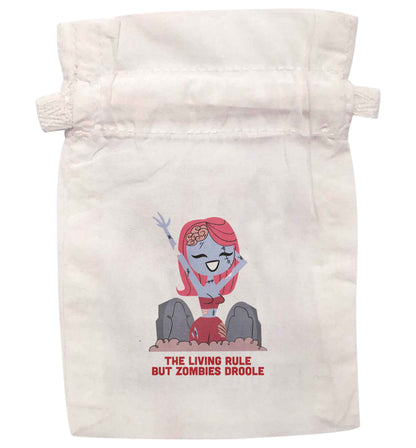 Living rule but zombies droole | XS - L | Pouch / Drawstring bag / Sack | Organic Cotton | Bulk discounts available!