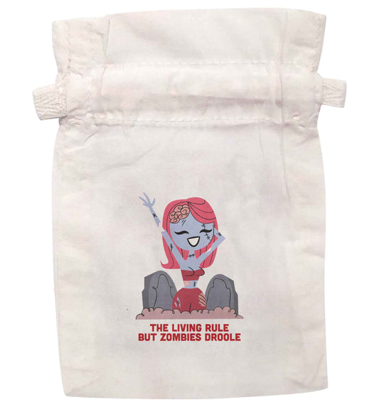 Living rule but zombies droole | XS - L | Pouch / Drawstring bag / Sack | Organic Cotton | Bulk discounts available!