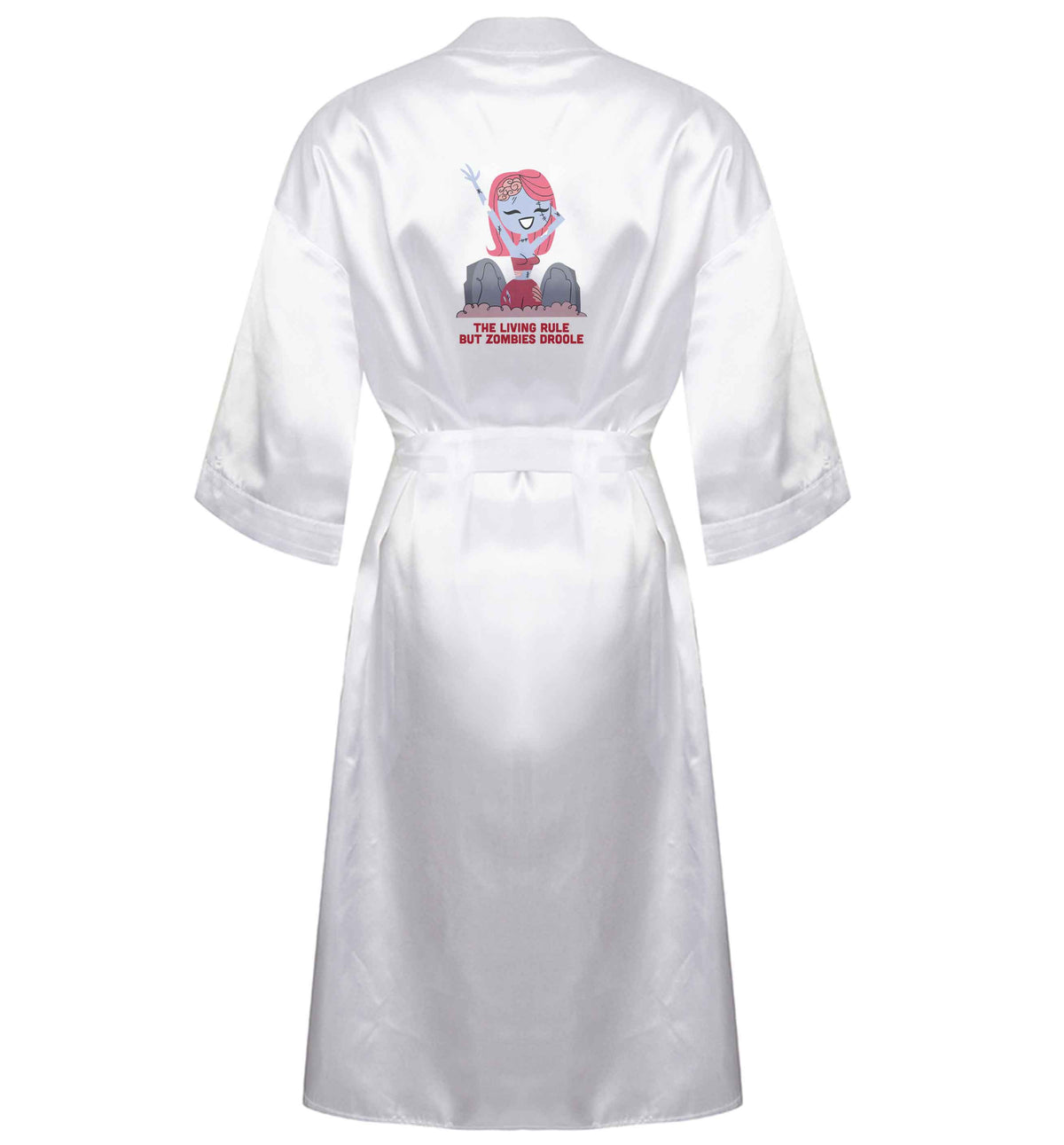 Living rule but zombies droole XL/XXL white ladies dressing gown size 16/18