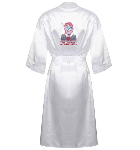 Living rule but zombies droole XL/XXL white ladies dressing gown size 16/18