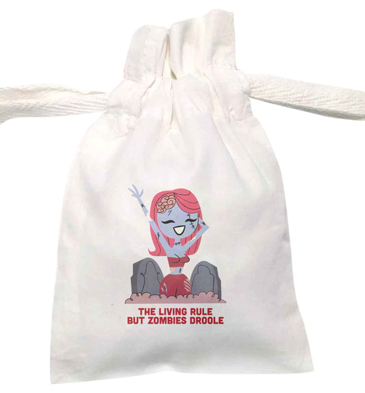 Living rule but zombies droole | XS - L | Pouch / Drawstring bag / Sack | Organic Cotton | Bulk discounts available!