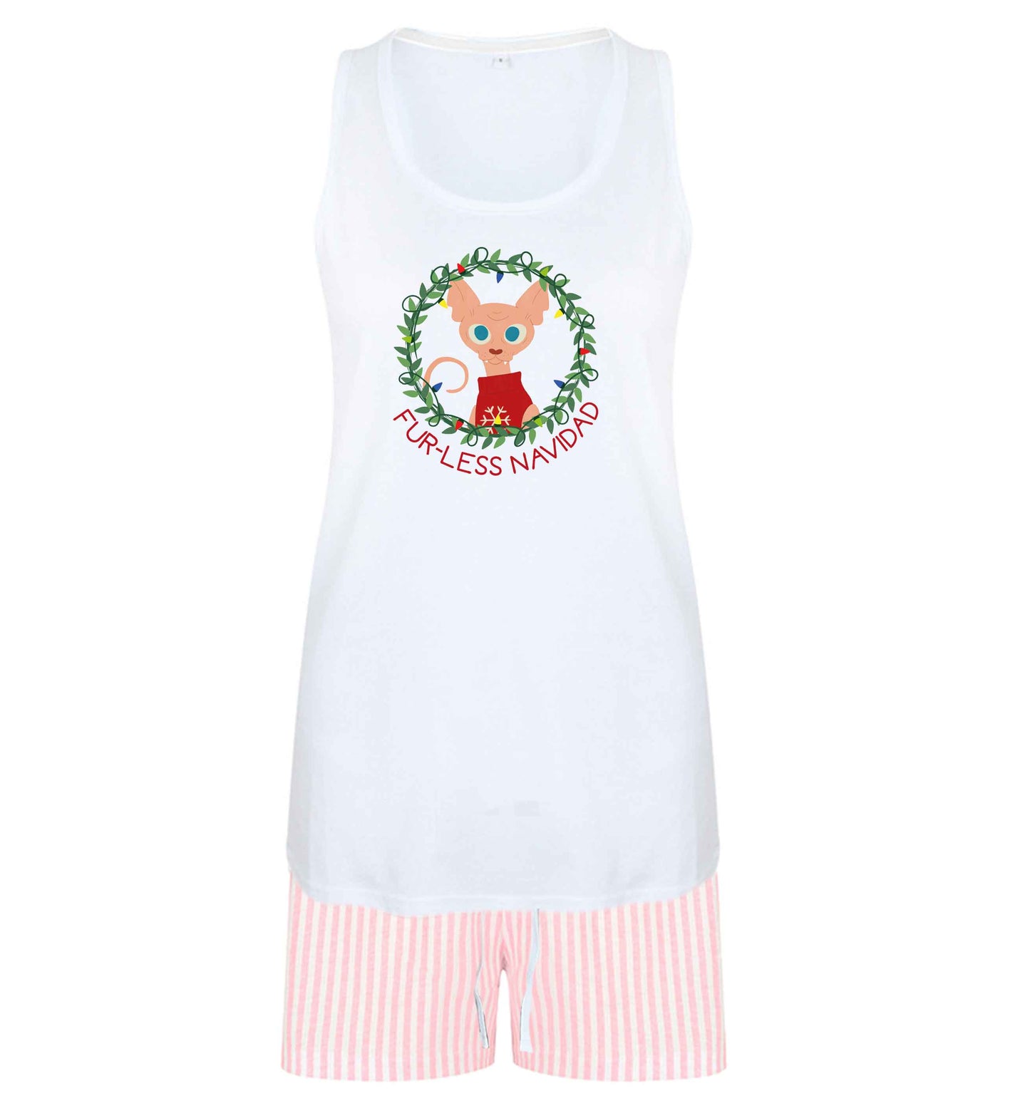 Furr-less navidad  size XL women's pyjama shorts set in pink 