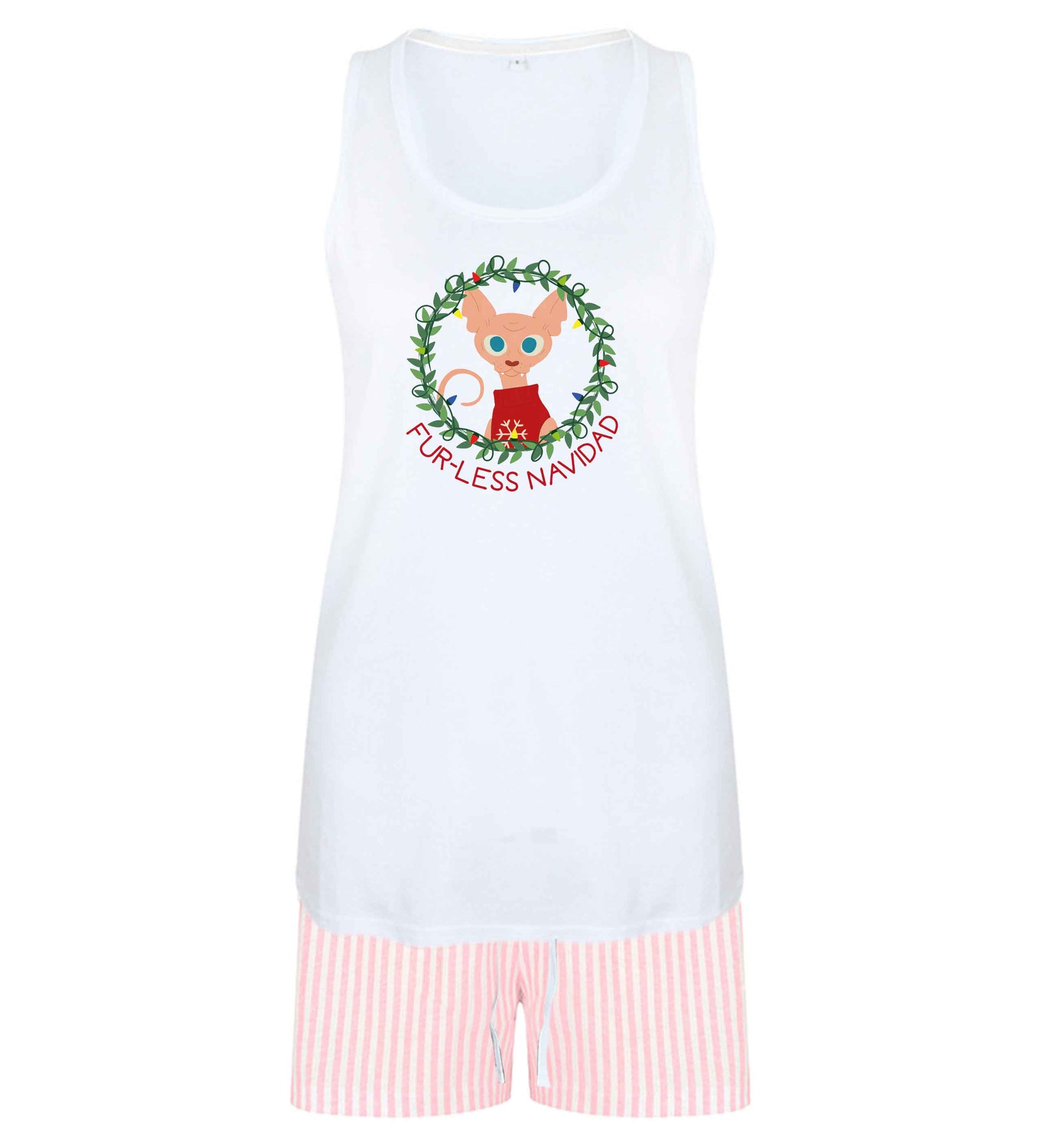 Furr-less navidad  size XL women's pyjama shorts set in pink 