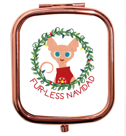 Furr-less navidad  rose gold square pocket mirror