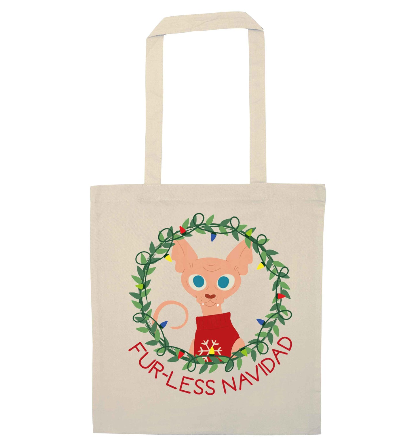 Furr-less navidad  natural tote bag