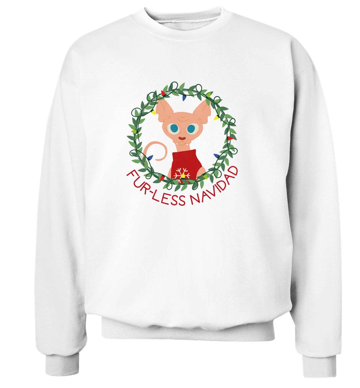 Furr-less navidad  adult's unisex white sweater 2XL