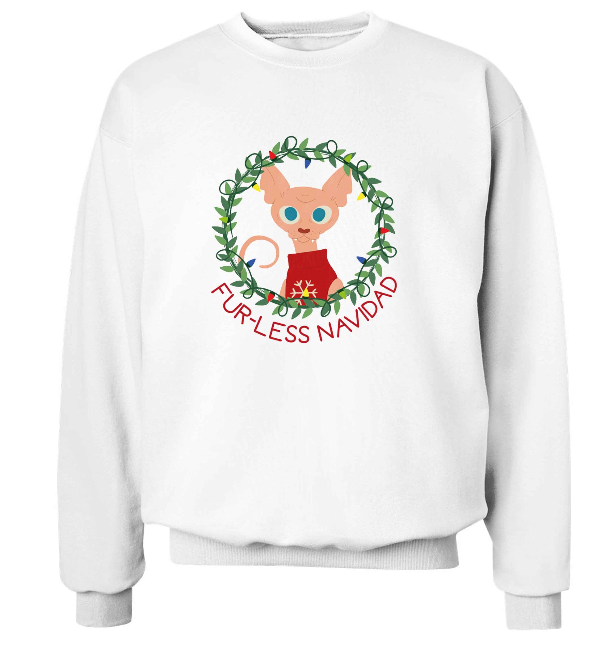 Furr-less navidad  adult's unisex white sweater 2XL