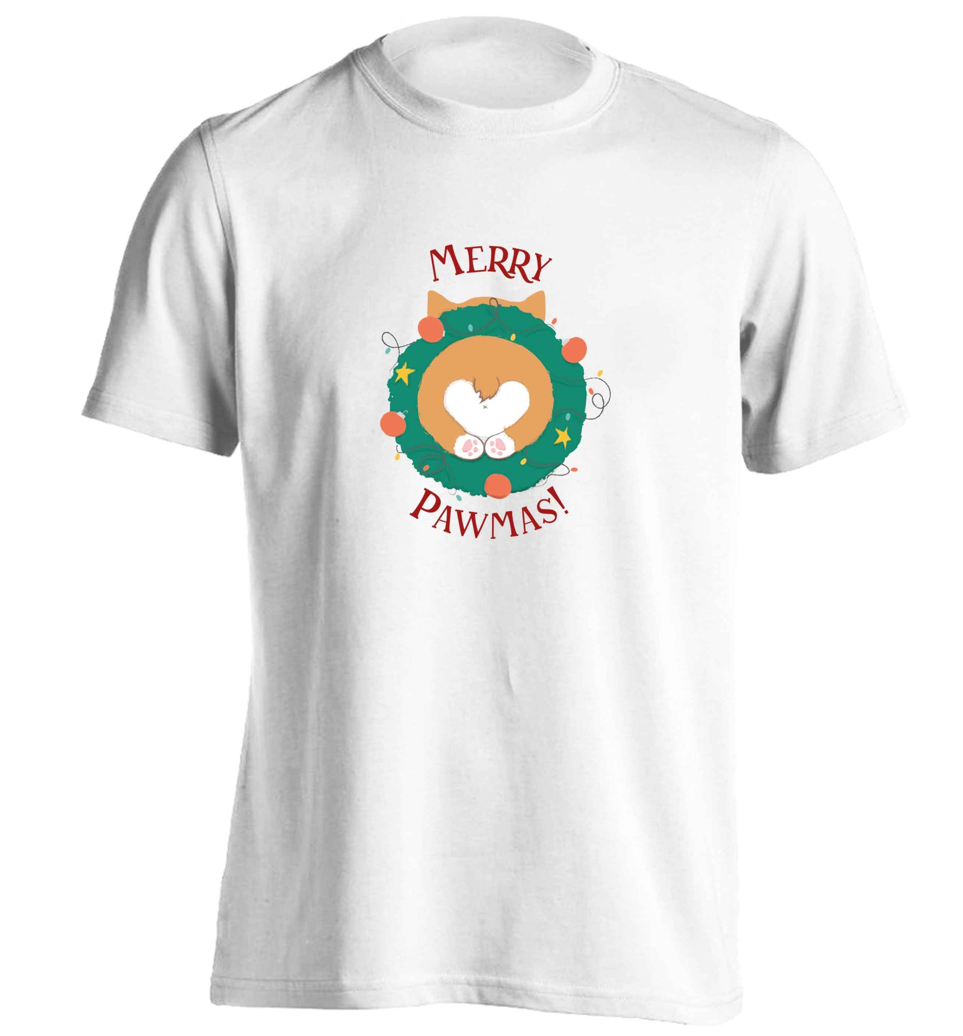 Merry Pawmas adults unisex white Tshirt 2XL