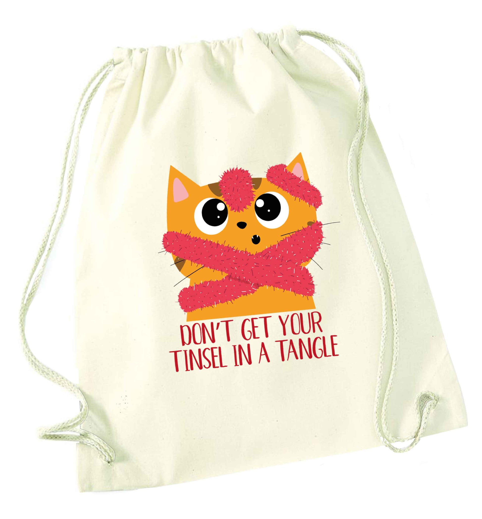 Don't get your tinsel in a tangle natural drawstring bag