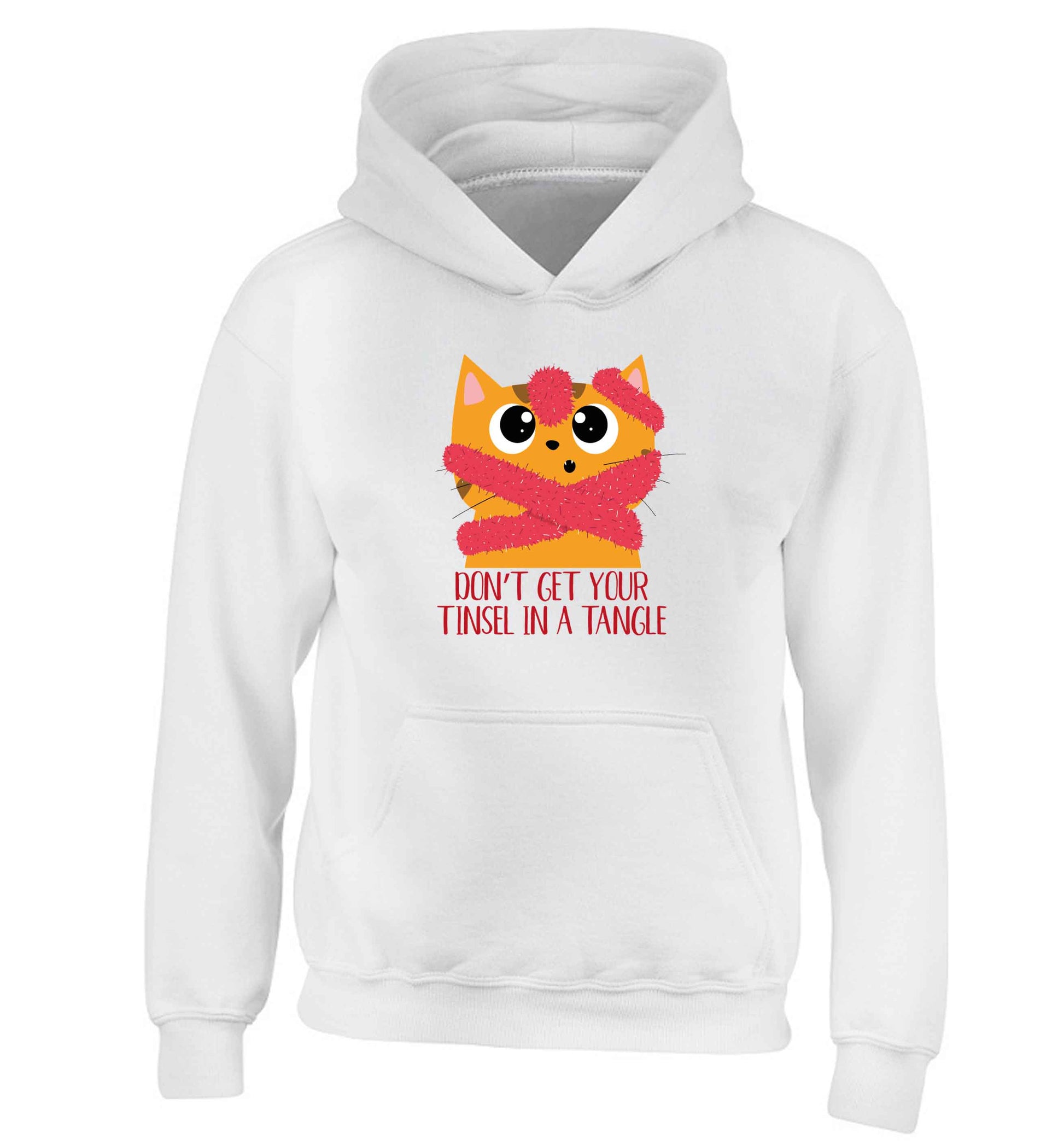 Don't get your tinsel in a tangle children's white hoodie 12-13 Years