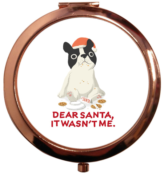 Dear Santa it wasn't me rose gold circle pocket mirror