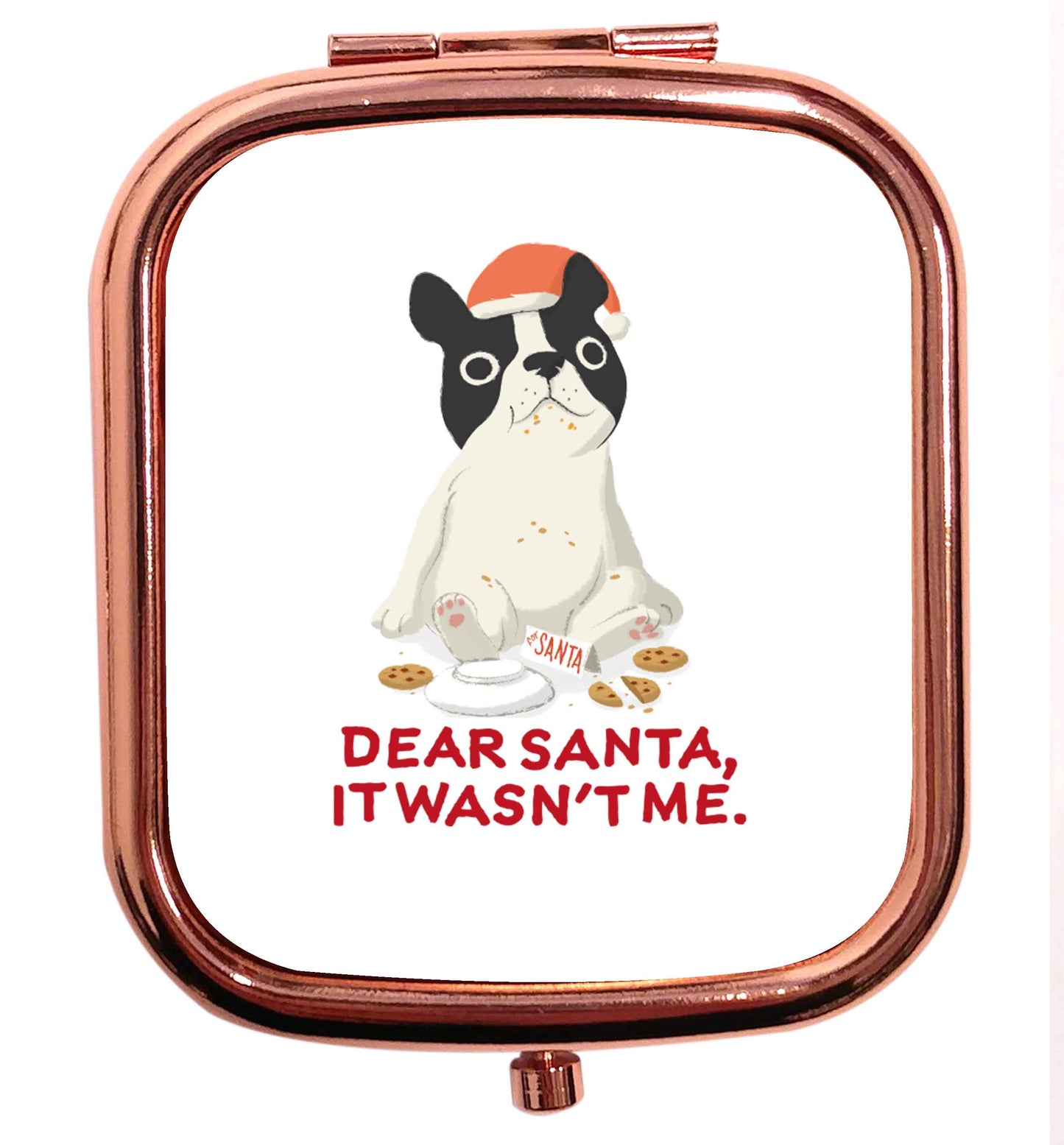 Dear Santa it wasn't me rose gold square pocket mirror