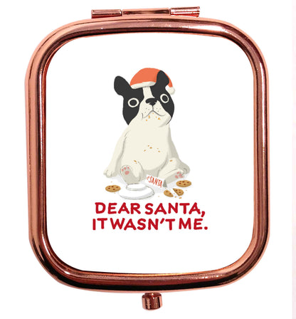 Dear Santa it wasn't me rose gold square pocket mirror