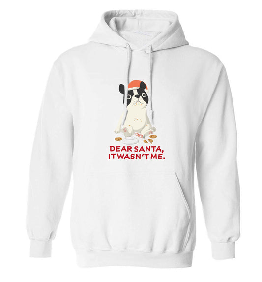Dear Santa it wasn't me adults unisex white hoodie 2XL