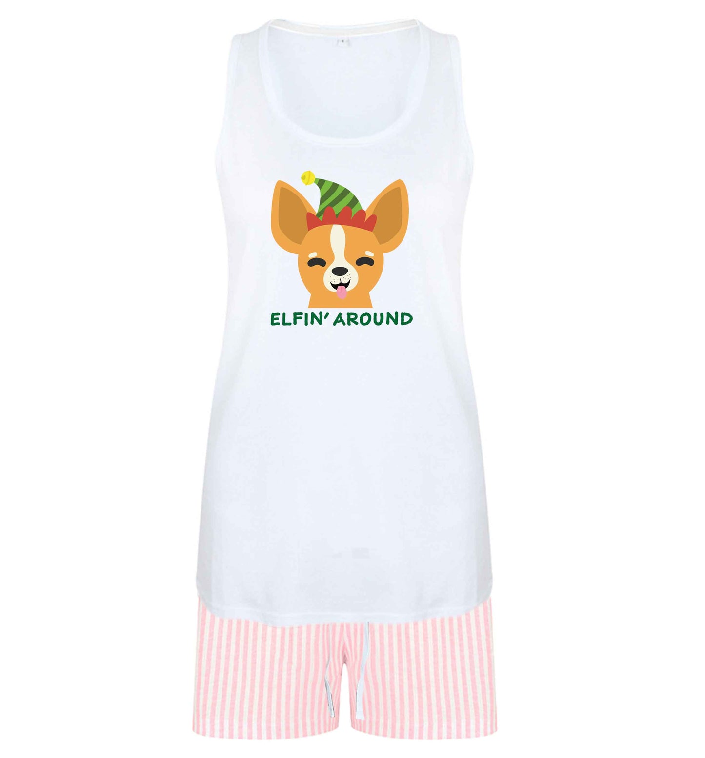 Elfin' around size XL women's pyjama shorts set in pink 