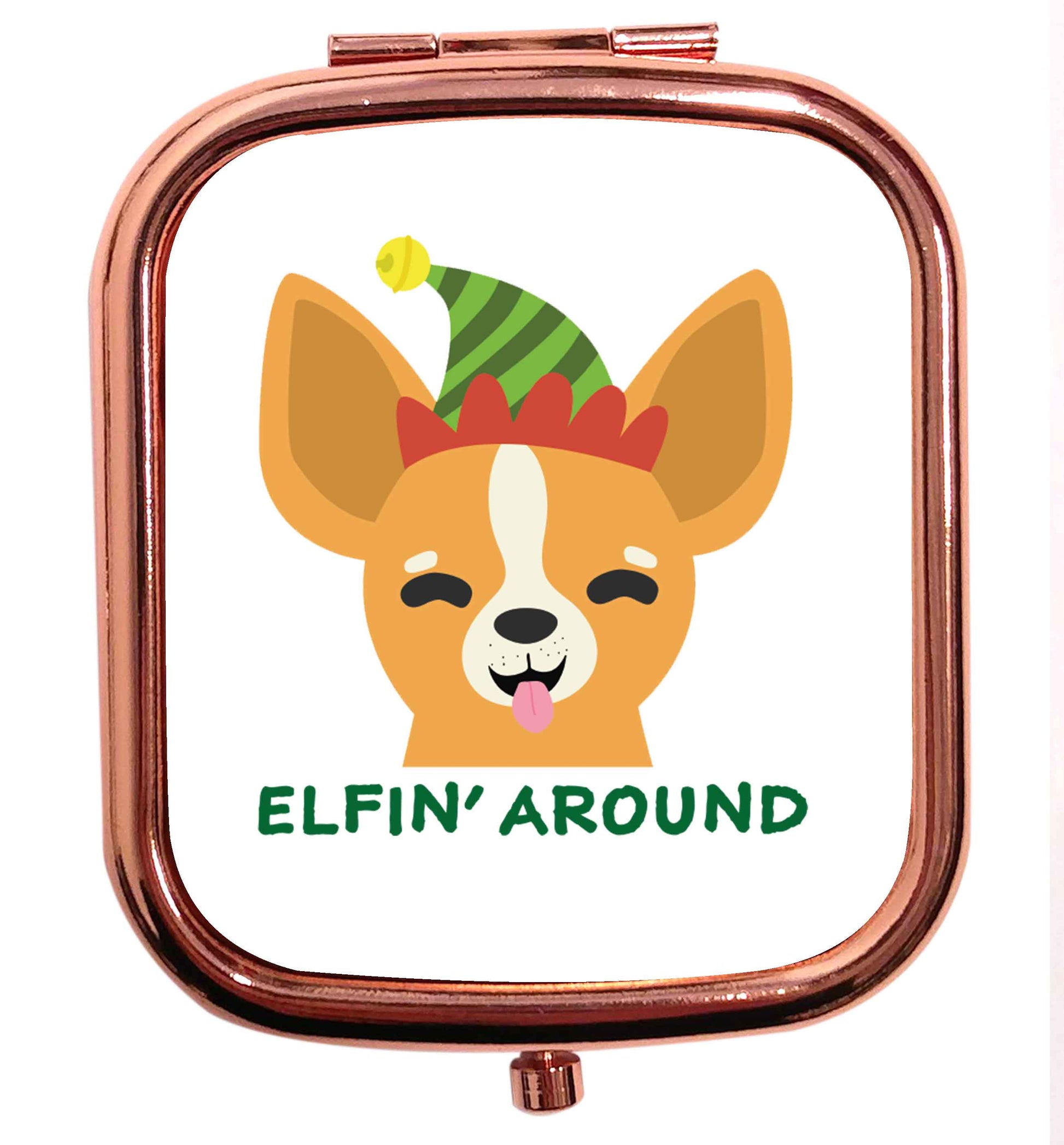 Elfin' around rose gold square pocket mirror