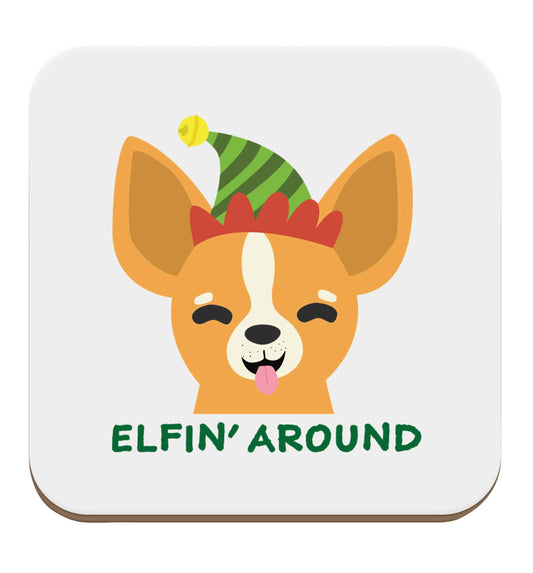 Elfin' around set of four coasters