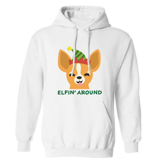 Elfin' around adults unisex white hoodie 2XL