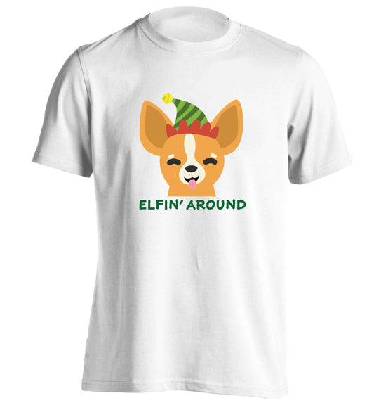 Elfin' around adults unisex white Tshirt 2XL