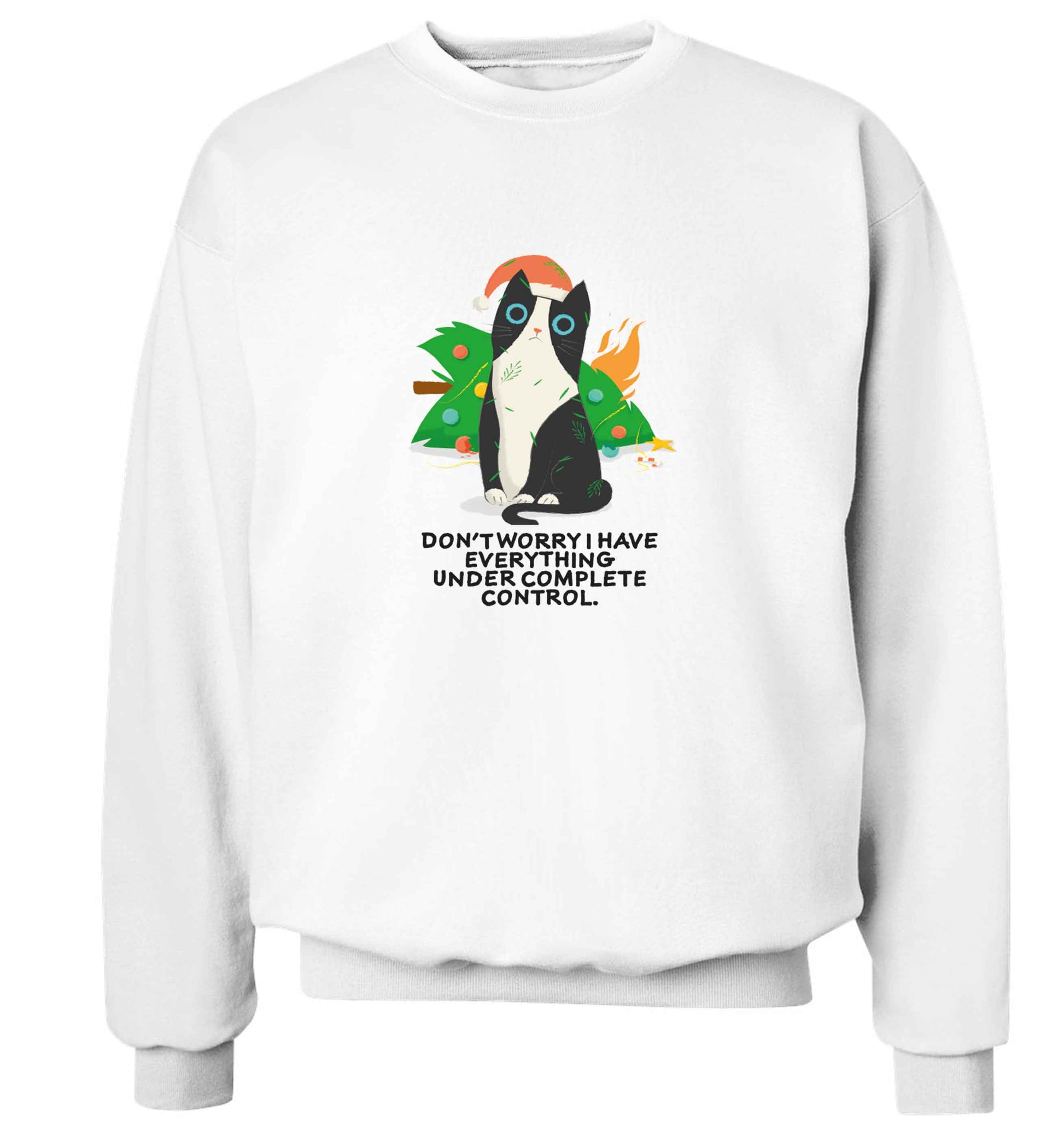 Don't worry I have everything under complete control adult's unisex white sweater 2XL