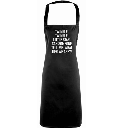Twinkle twinkle, little star does anyone know what tier we are? adults black apron