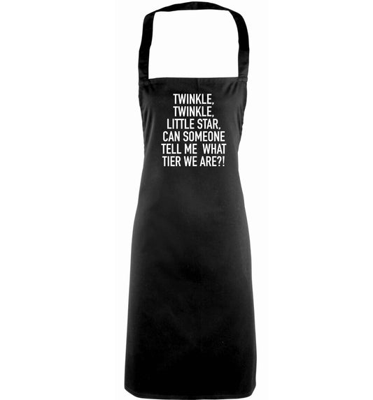 Twinkle twinkle, little star does anyone know what tier we are? adults black apron
